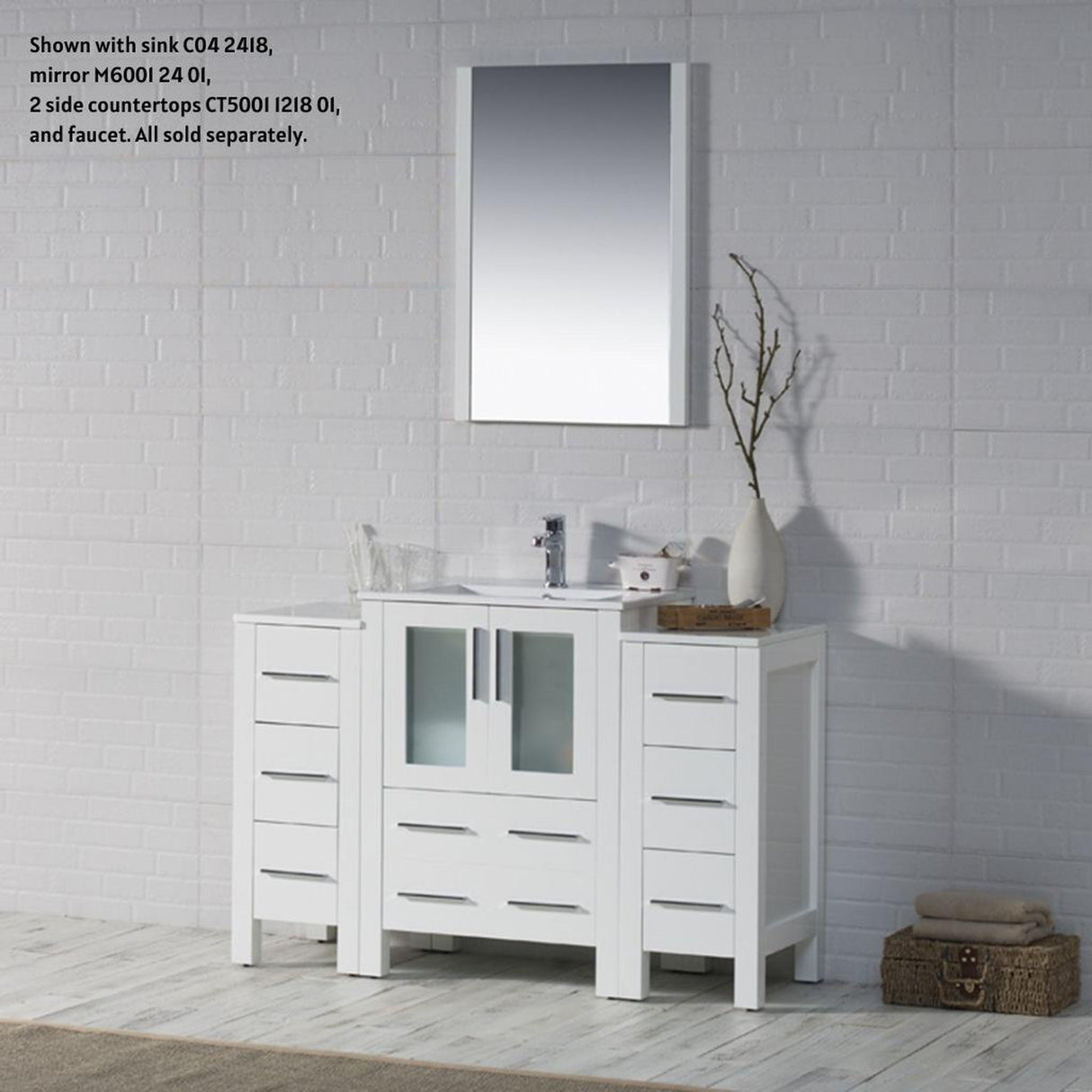 Blossom Sydney 48" White Freestanding Vanity Base With Side Cabinet