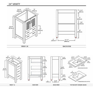 Blossom Sydney 48" White Freestanding Vanity Base With Side Cabinet