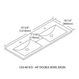 Blossom Sydney 48" x 18" White Rectangular Single Ceramic Vanity Top With Integrated Double Sink And Overflow