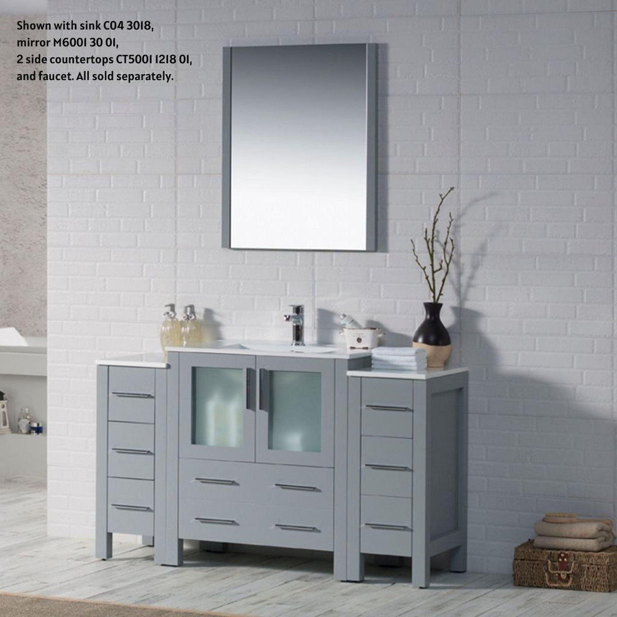 Blossom Sydney 54" Metal Gray Freestanding Vanity Base