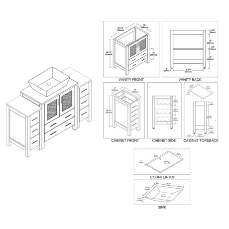 Blossom Sydney 54" Metal Gray Freestanding Vanity Set With Ceramic Vessel Single Sink