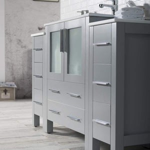 Blossom Sydney 54" Metal Gray Freestanding Vanity Set With Integrated Single Sink Ceramic Top and Mirror