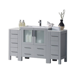 Blossom Sydney 54" Metal Gray Freestanding Vanity Set With Integrated Single Sink Ceramic Top