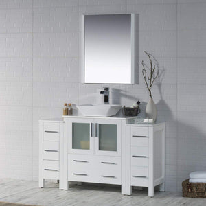 Blossom Sydney 54" White Freestanding Vanity Set With Ceramic Vessel Single Sink and Mirror