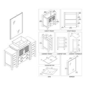 Blossom Sydney 54" White Freestanding Vanity Set With Ceramic Vessel Single Sink and Mirror
