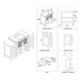 Blossom Sydney 54" White Freestanding Vanity Set With Integrated Single Sink Ceramic Top