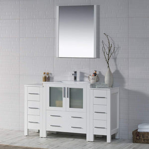 Blossom Sydney 54" White Freestanding Vanity Set With Integrated Single Sink Ceramic Top and Mirror