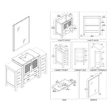 Blossom Sydney 54" White Freestanding Vanity Set With Integrated Single Sink Ceramic Top and Mirror