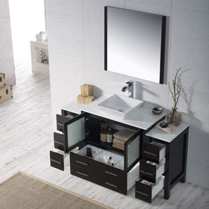 Blossom Sydney 60" Espresso Freestanding Vanity Set With Ceramic Vessel Single Sink, Mirror and Side Cabinet
