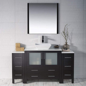 Blossom Sydney 60" Espresso Freestanding Vanity Set With Ceramic Vessel Single Sink and Side Cabinet