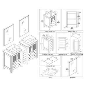 Blossom Sydney 60" Metal Gray Freestanding Vanity Set With Ceramic Vessel Single Sink and Mirror