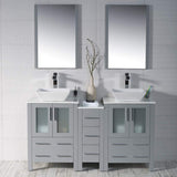 Blossom Sydney 60" Metal Gray Freestanding Vanity Set With Ceramic Vessel Single Sink and Mirror