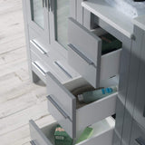 Blossom Sydney 60" Metal Gray Freestanding Vanity Set With Ceramic Vessel Single Sink and Mirror