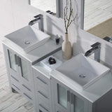 Blossom Sydney 60" Metal Gray Freestanding Vanity Set With Ceramic Vessel Single Sink and Mirror