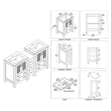 Blossom Sydney 60" White Freestanding Vanity Set With Integrated Double Sink Ceramic Top and Side Cabinet