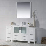 Blossom Sydney 60" White Freestanding Vanity Set With Integrated Double Sink Ceramic Top and Two Side Cabinet