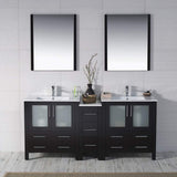 Blossom Sydney 72 Espresso Freestanding Vanity Set With Ceramic Top, Integrated Single Sink and Mirror