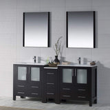 Blossom Sydney 72 Espresso Freestanding Vanity Set With Ceramic Top, Integrated Single Sink and Mirror