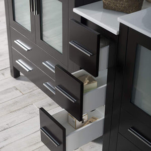 Blossom Sydney 72 Espresso Freestanding Vanity Set With Ceramic Top, Integrated Single Sink and Mirror