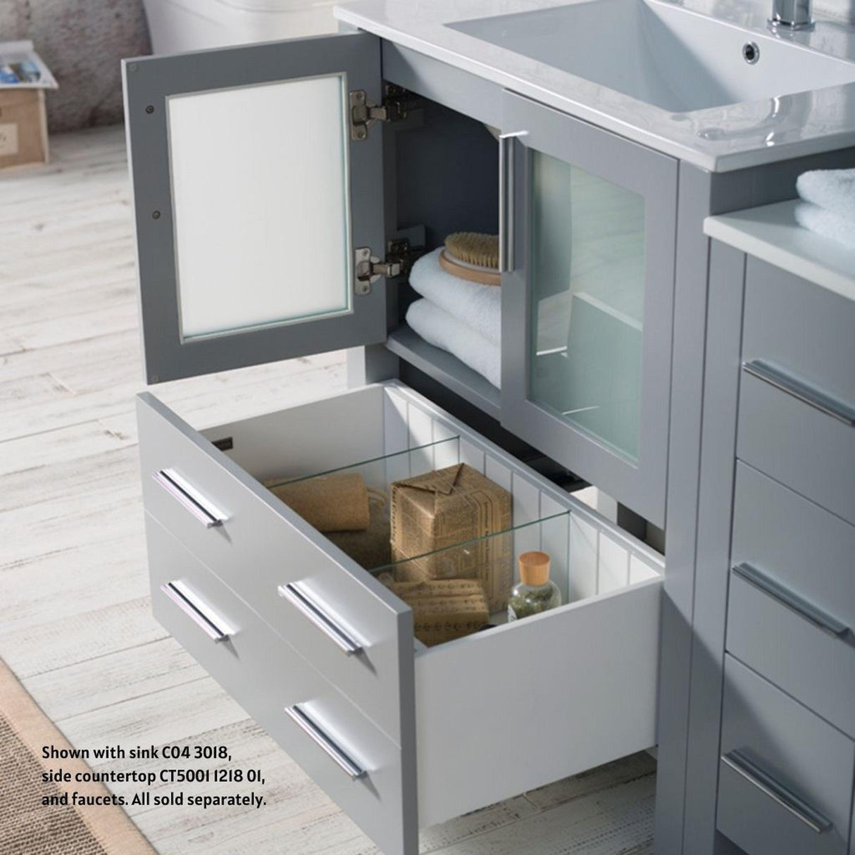 Blossom Sydney 72" Metal Gray Freestanding Vanity Base