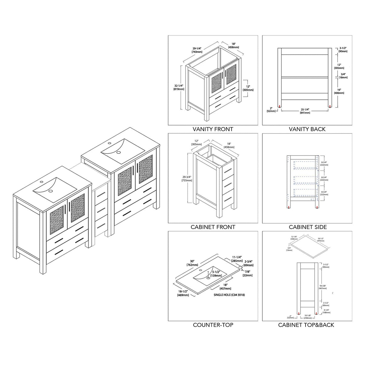 Blossom Sydney 72 Metal Gray Freestanding Vanity Set With Ceramic Top and Integrated Single Sink