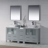 Blossom Sydney 72 Metal Gray Freestanding Vanity Set With Ceramic Vessel Single Sink and Mirror