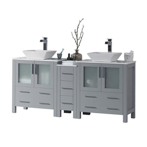 Blossom Sydney 72 Metal Gray Freestanding Vanity Set With Ceramic Vessel Single Sink