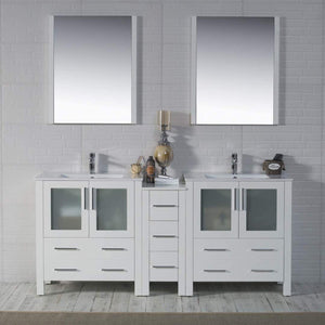 Blossom Sydney 72 White Freestanding Vanity Set With Ceramic Top and Integrated Single Sink