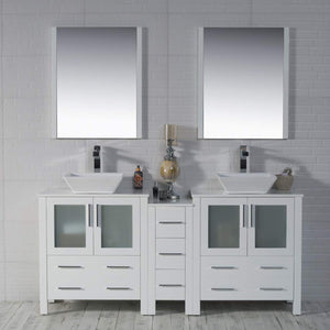 Blossom Sydney 72 White Freestanding Vanity Set With Ceramic Vessel Single Sink and Mirror