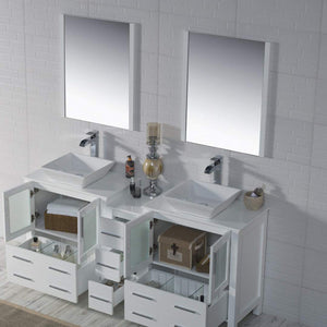 Blossom Sydney 72 White Freestanding Vanity Set With Ceramic Vessel Single Sink and Mirror