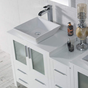 Blossom Sydney 72 White Freestanding Vanity Set With Ceramic Vessel Single Sink and Mirror