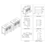 Blossom Sydney 84" Espresso Freestanding Vanity Set With Ceramic Top and Integrated Double Sinks