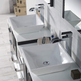 Blossom Sydney 84" Espresso Freestanding Vanity With Ceramic Double Vessel Sinks, Mirror and Three Side Cabinet