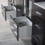 Blossom Sydney 84" Espresso Freestanding Vanity With Ceramic Top, Integrated Double Sinks, Mirror and Three Side Cabinet