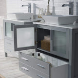 Blossom Sydney 84" Metal Gray Freestanding Vanity Set With Ceramic Double Vessel Sinks