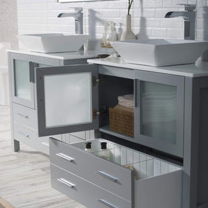 Blossom Sydney 84" Metal Gray Freestanding Vanity Set With Ceramic Double Vessel Sinks