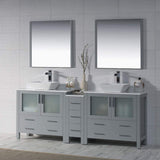 Blossom Sydney 84" Metal Gray Freestanding Vanity Set With Ceramic Double Vessel Sinks
