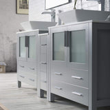 Blossom Sydney 84" Metal Gray Freestanding Vanity Set With Ceramic Double Vessel Sinks and Mirror