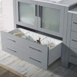 Blossom Sydney 84" Metal Gray Freestanding Vanity Set With Ceramic Top and Integrated Double Sinks