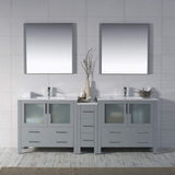 Blossom Sydney 84" Metal Gray Freestanding Vanity Set With Ceramic Top and Integrated Double Sinks