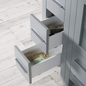 Blossom Sydney 84" Metal Gray Freestanding Vanity With Ceramic Double Vessel Sinks, Mirror and Three Side Cabinet