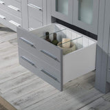 Blossom Sydney 84" Metal Gray Freestanding Vanity With Ceramic Double Vessel Sinks, Mirror and Three Side Cabinet