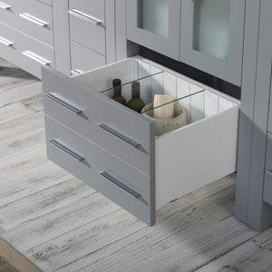 Blossom Sydney 84" Metal Gray Freestanding Vanity With Ceramic Double Vessel Sinks, Mirror and Three Side Cabinet