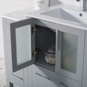 Blossom Sydney 84" Metal Gray Freestanding Vanity With Integrated Double Sinks Ceramic Top and Three Side Cabinet