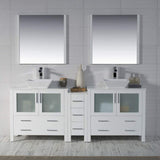 Blossom Sydney 84" White Freestanding Vanity Set With Ceramic Double Vessel Sinks