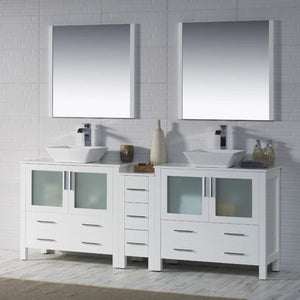 Blossom Sydney 84" White Freestanding Vanity Set With Ceramic Double Vessel Sinks