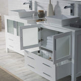 Blossom Sydney 84" White Freestanding Vanity Set With Ceramic Double Vessel Sinks