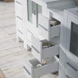 Blossom Sydney 84" White Freestanding Vanity With Integrated Double Sinks Ceramic Top and Three Side Cabinet