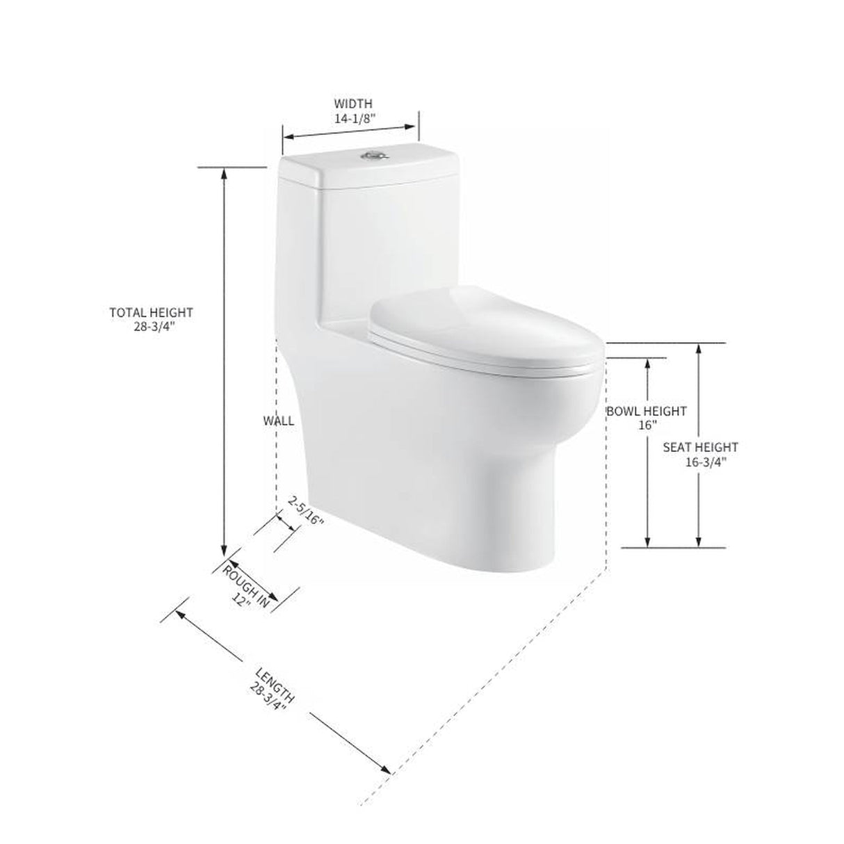 Blossom T9 01 1.1 / 1.6 GPF Dual Flush White One Piece Toilet With Slow-closing Seat Cover