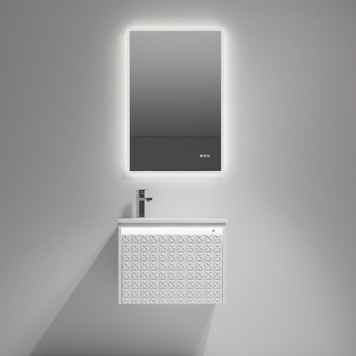 Blossom Thun 24" Glossy White Vanity With Droplet-Shaped Basin and LED Light